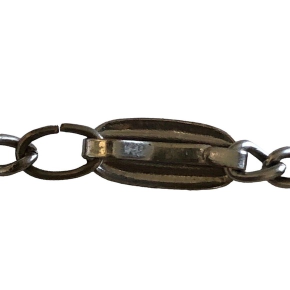 Antique Art Deco Metal Charm 7.￼25” Bracelet 5 Charms Ships Violin Binoculars - Picture 3 of 10